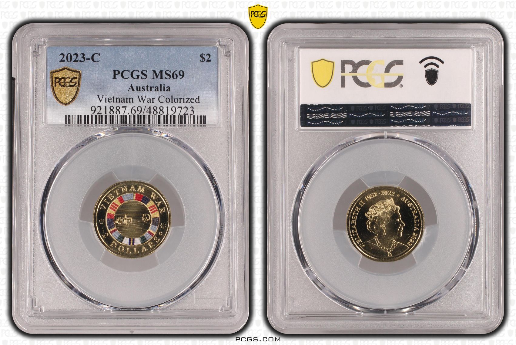 Elizabeth II, Vietnam War Colorized, Two Dollar, 2023-C, PCGS MS69