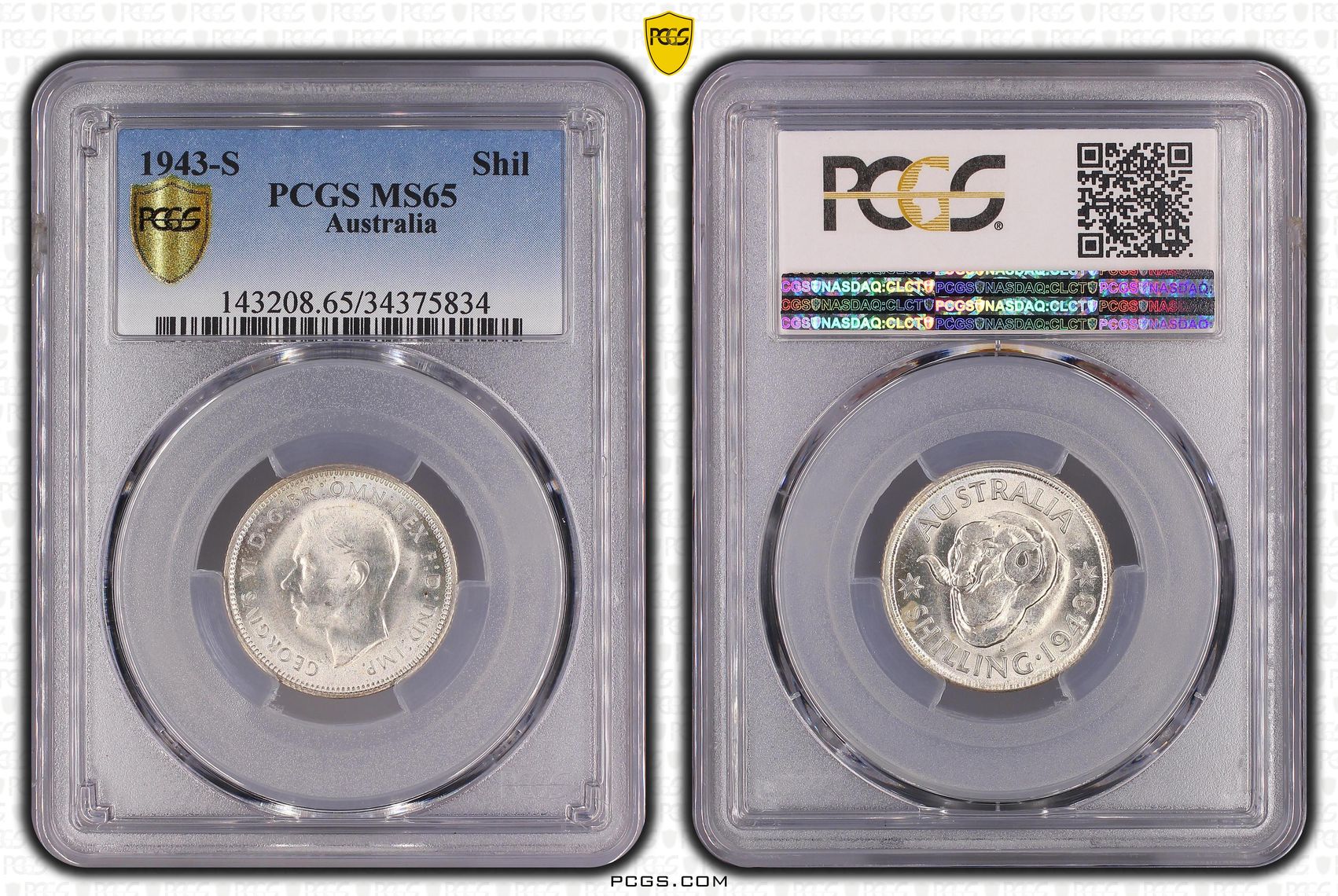 George VI, Shilling, 1943-S, PCGS MS65