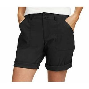 Eddie Bauer Women S Stretch UPF 50 Rolled Hem Adjustable Length Bermuda Short (US Numeric 6 Regular Regular Black)