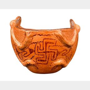 Antique Maricopa Frog Effigy Pot With Whirling Log Design