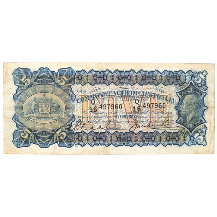 Riddle/Heathershaw, Five Pounds, 1927, aVF