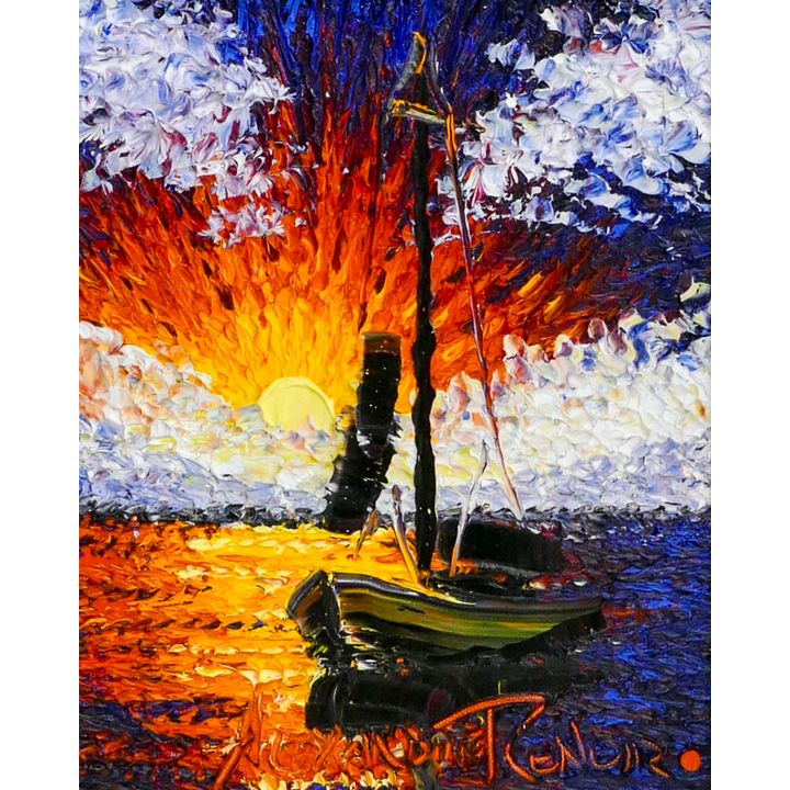 Alexandre Renoir ''Sunset Sail'' Oil on Canvas