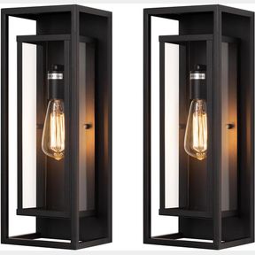 MIRREA 18" CLASSIC OUTDOOR WALL SCONCE 1 LIGHT IN MATTE BLACK RECTANGULAR METAL FRAME AND CLEAR GLASS SHADE WATERPROOF PORCH LIGHT
