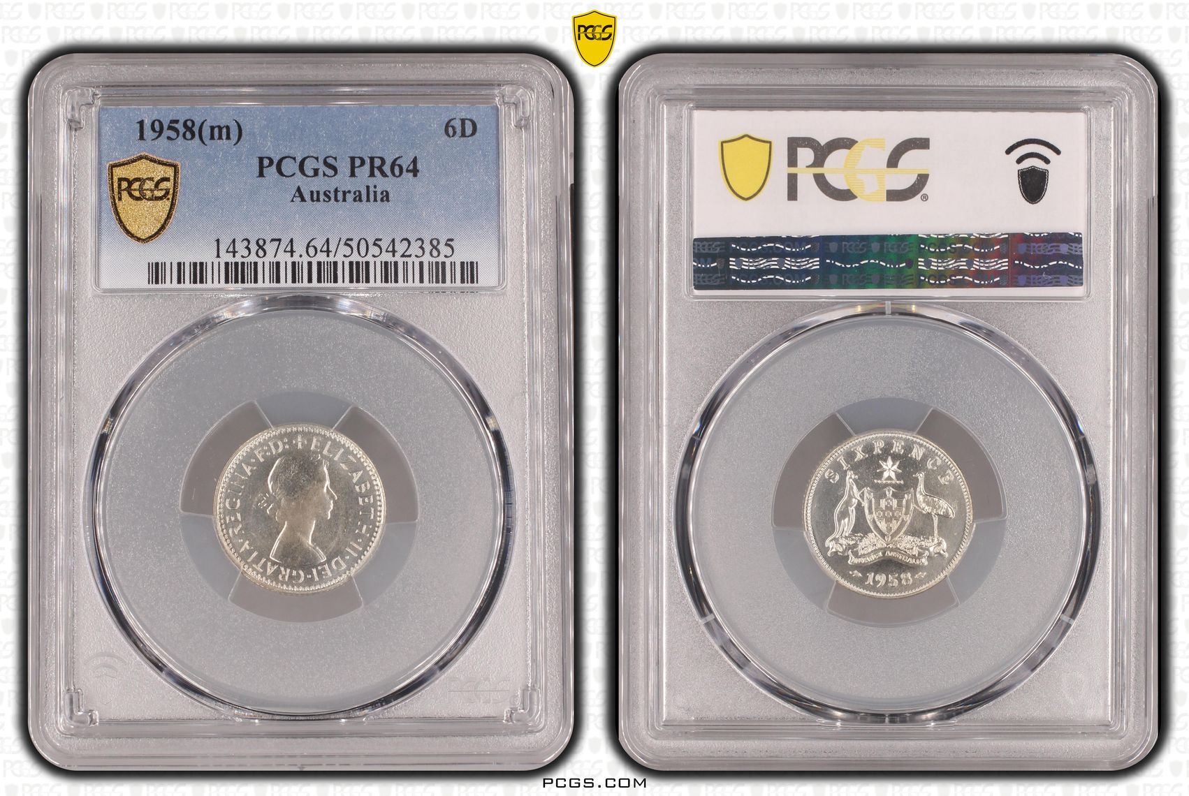 Elizabeth II, Sixpence, 1958(m), PCGS PR64