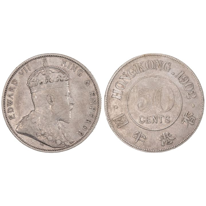Hong Kong, Edward VII, Fifty Cents, 1902,  gVF