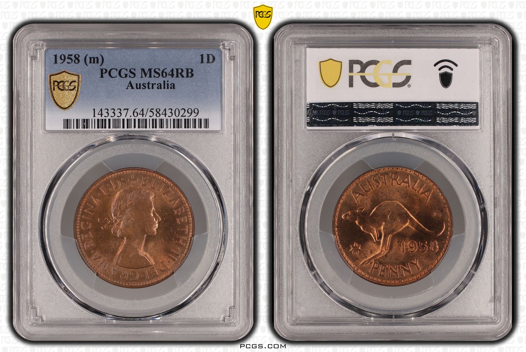 Elizabeth II, Penny, 1958 (m), MS64RB