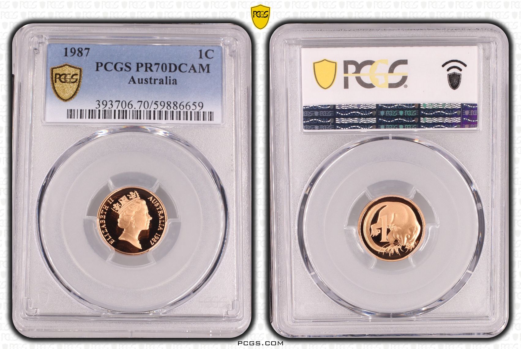 One Cent, 1987, Pcgs Pr70dcam