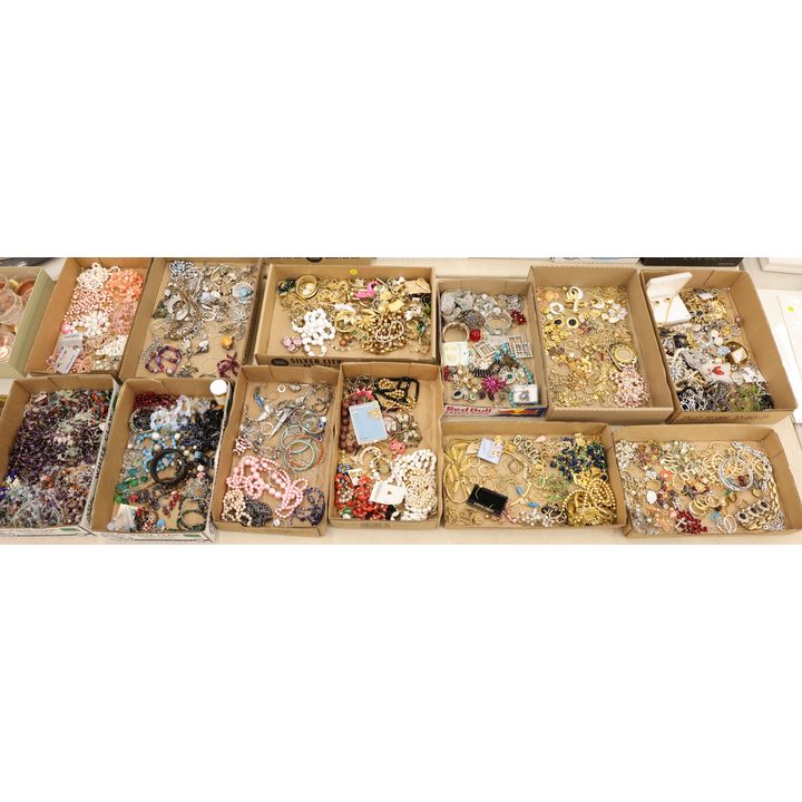 12 Boxes Vintage Assorted Costume Jewelry
