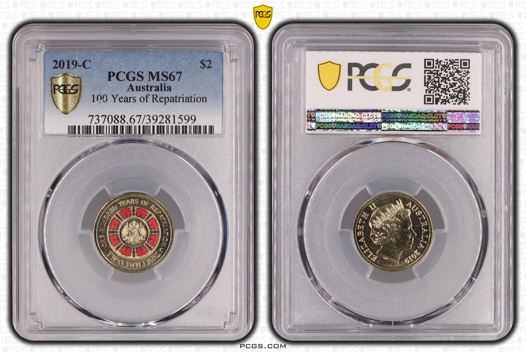 100 Years of Repatriation Colorized, Two Dollar, 2019-C, PCGS MS67