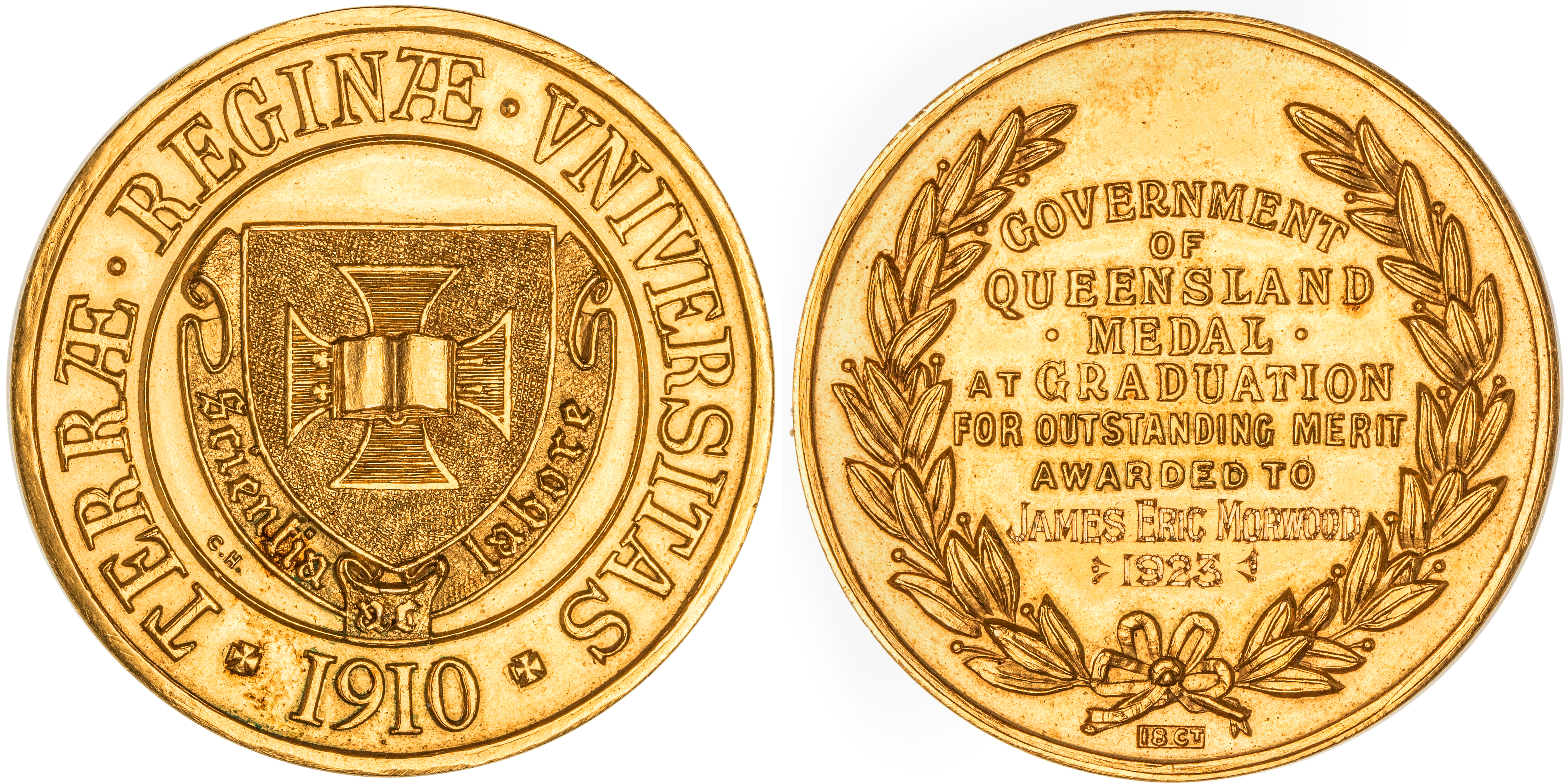 262 · University of Queensland, Gold Merit Medal, 1923, EF