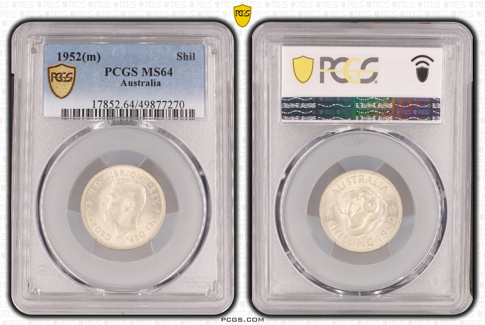 George VI, , Shilling, 1952(m), PCGS MS64