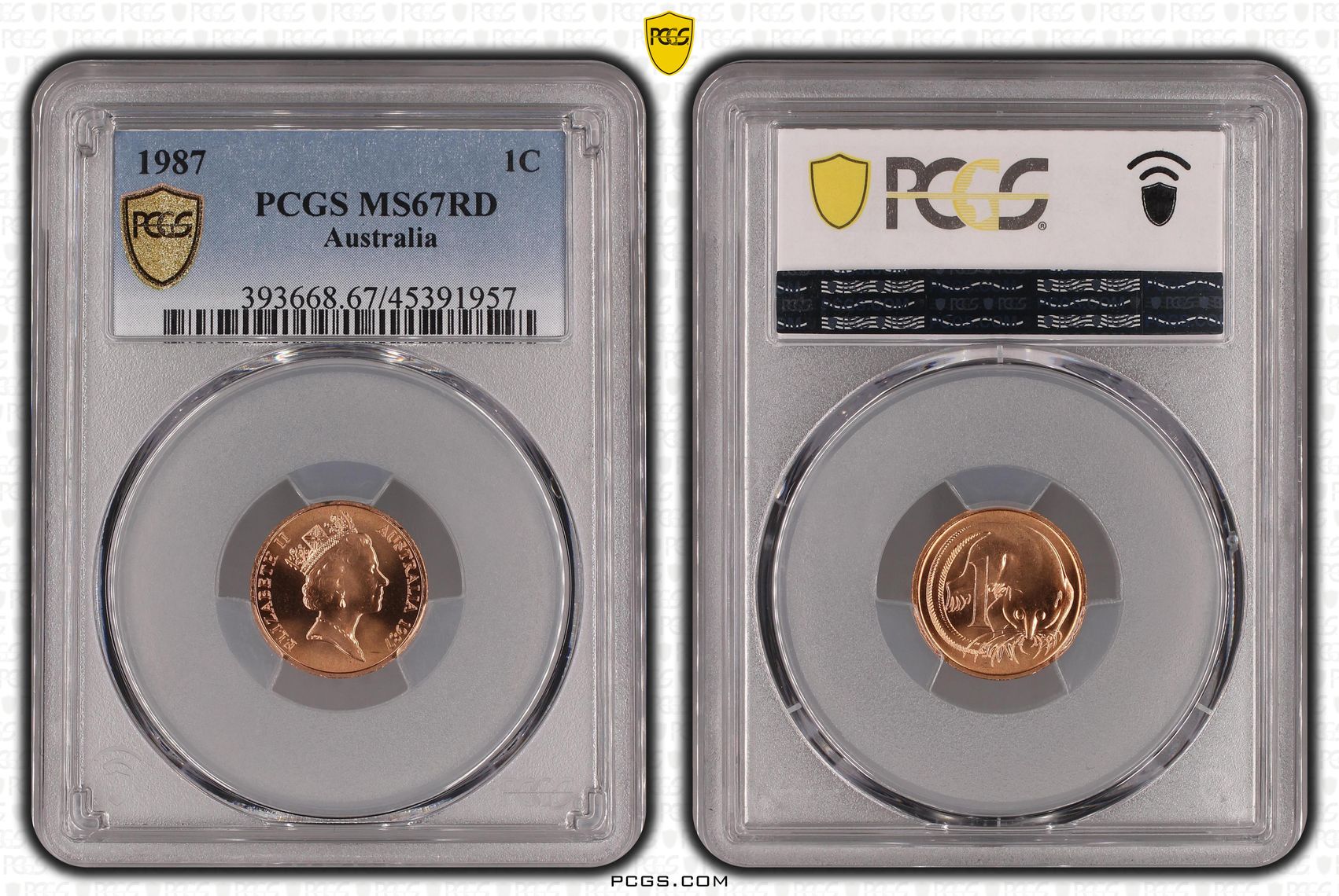 Elizabeth II, One Cent, 1987, PCGS MS67RD