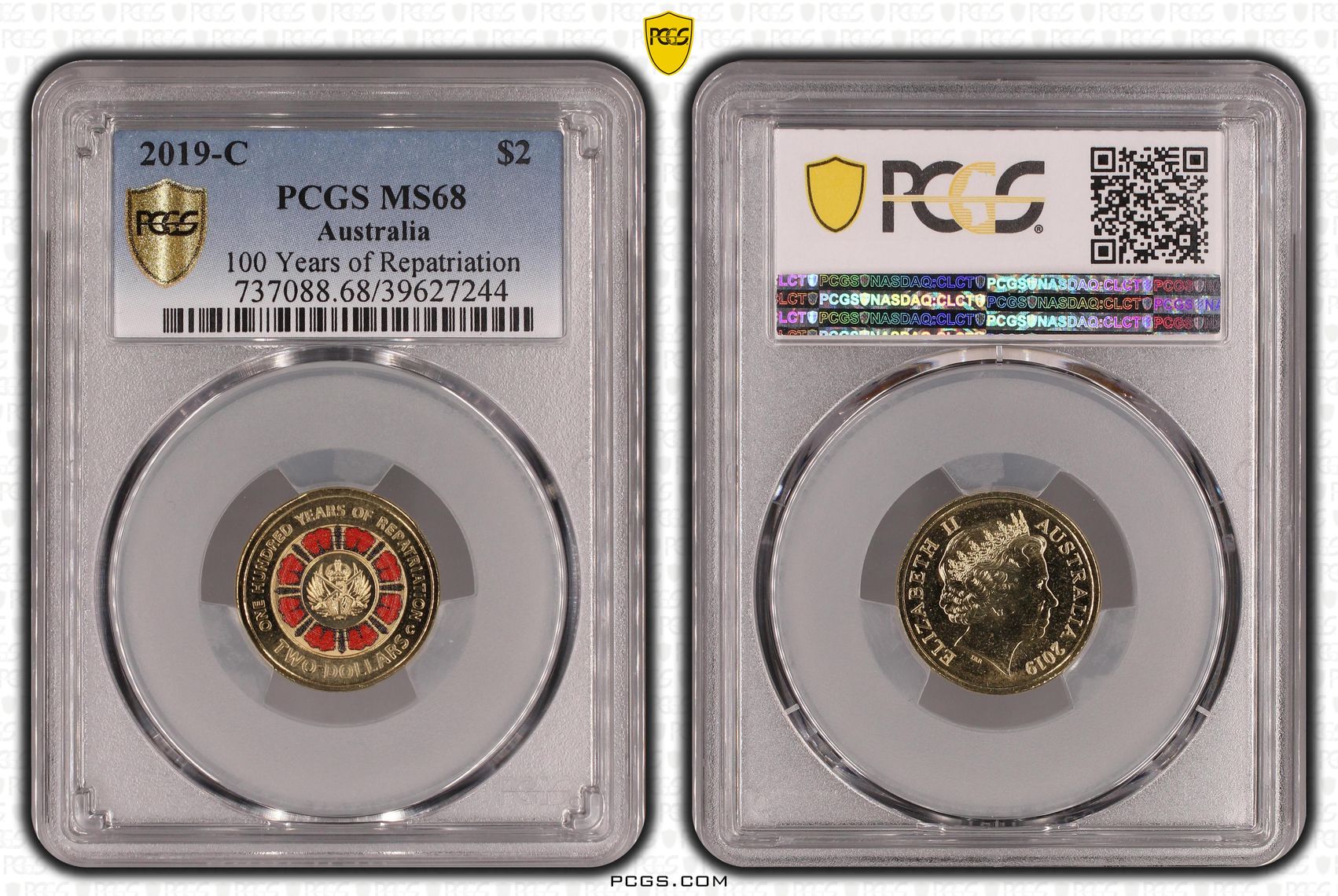 100 Years of Repatriation Colorized, Two Dollar, 2019-C, PCGS MS68
