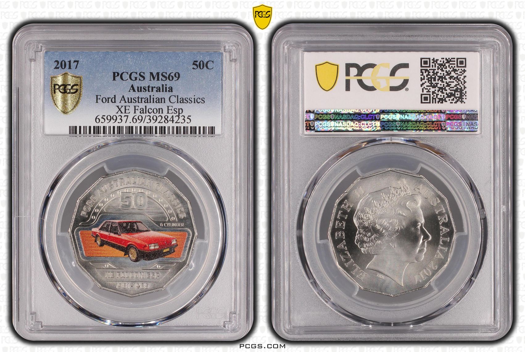 347 · Ford Australian Classics - XE Falcon Esp, Fifty Cent, 2017, PCGS MS69