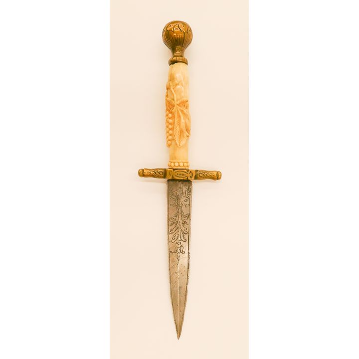 Carved Bone Handle Dagger. 10.25'' overall with 5.5'' blade.