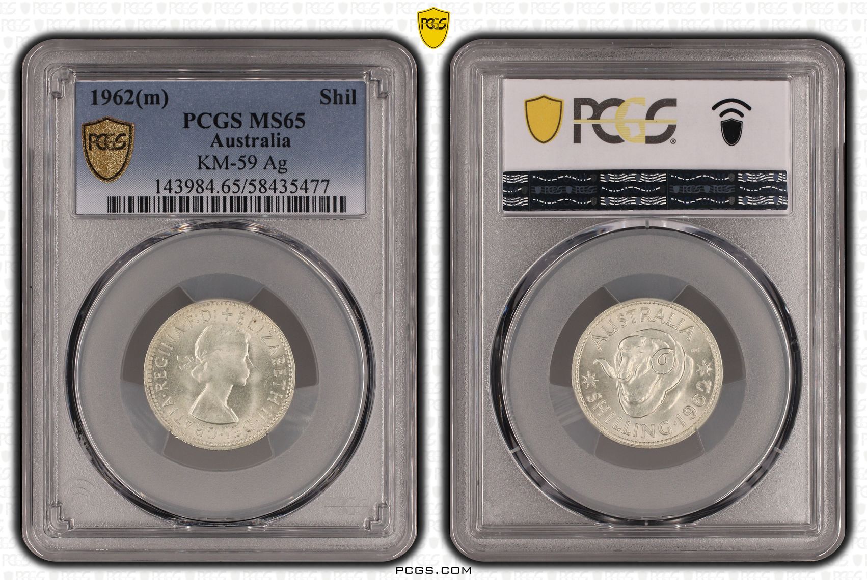 KM-59 Silver, Shilling, 1962(m), PCGS MS65