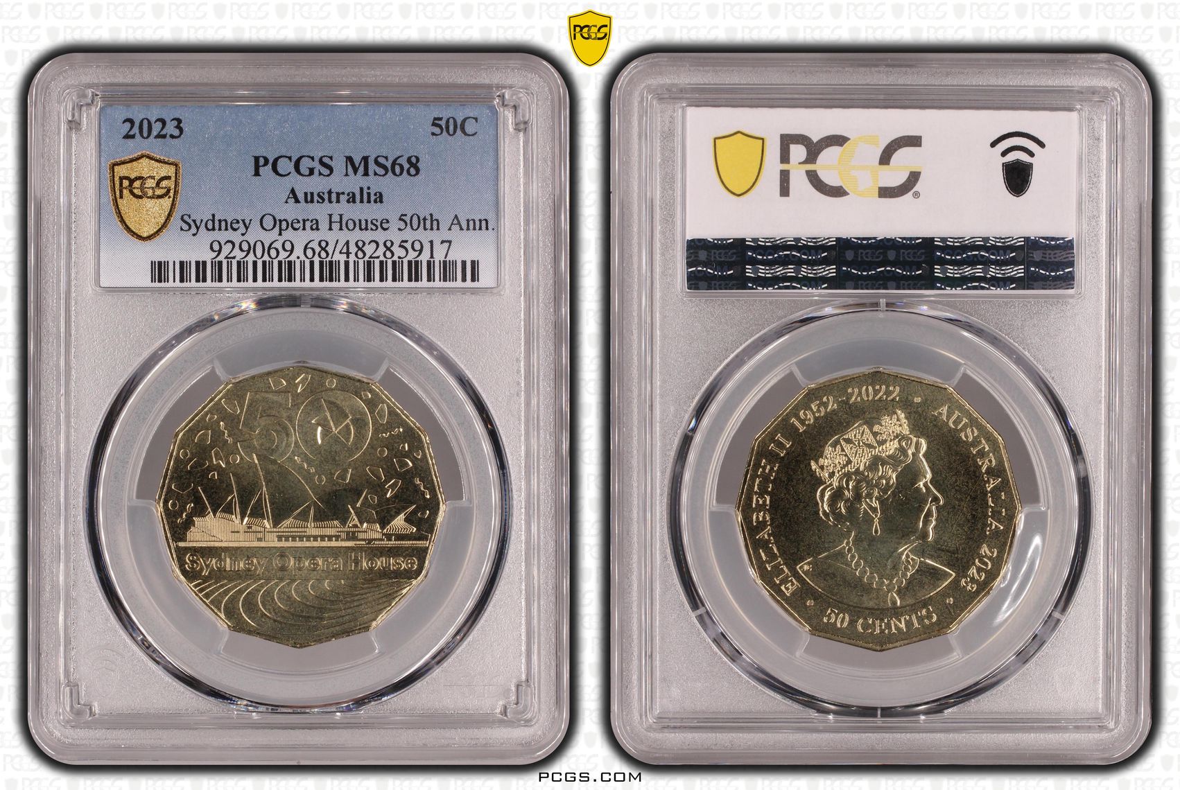179 · Sydney Opera House 50th Ann., Fifty Cent, 2023, PCGS MS68