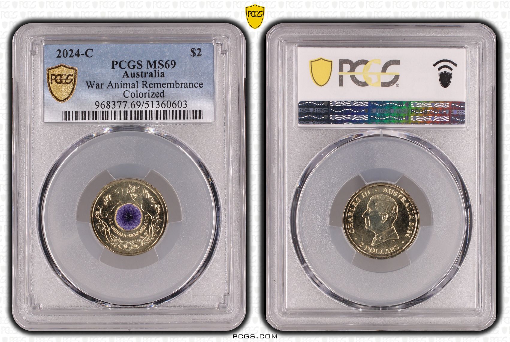 War Animal Remembrance Colorized, Two Dollar, 2024-C, PCGS MS69