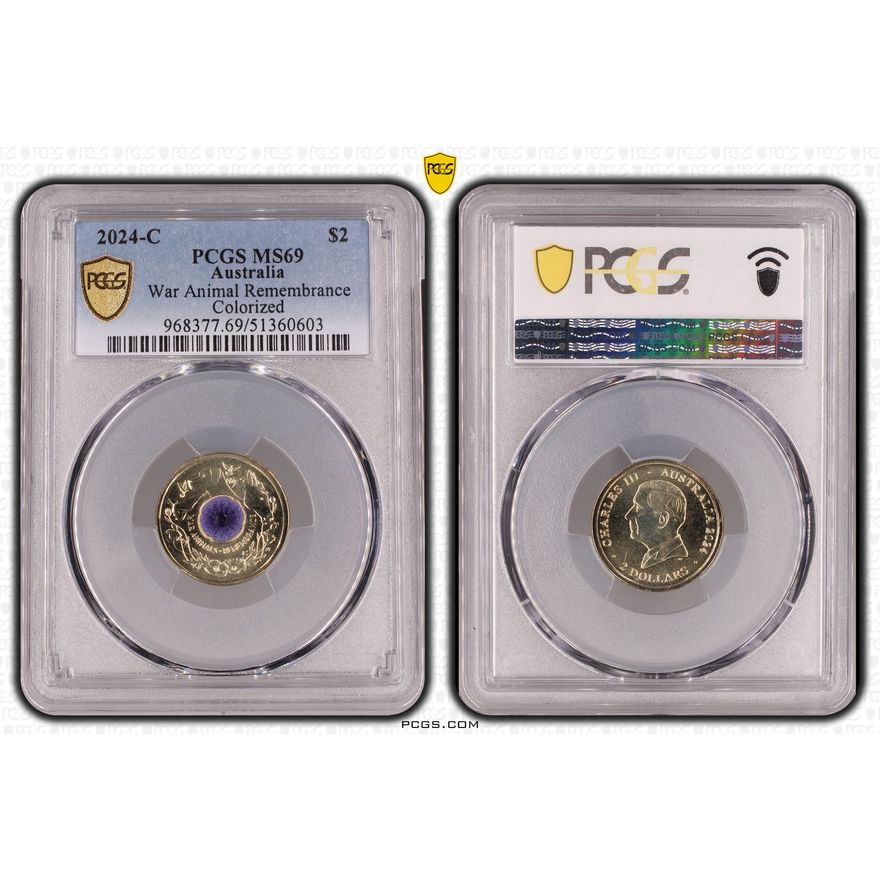 War Animal Remembrance Colorized, Two Dollar, 2024-C, PCGS MS69