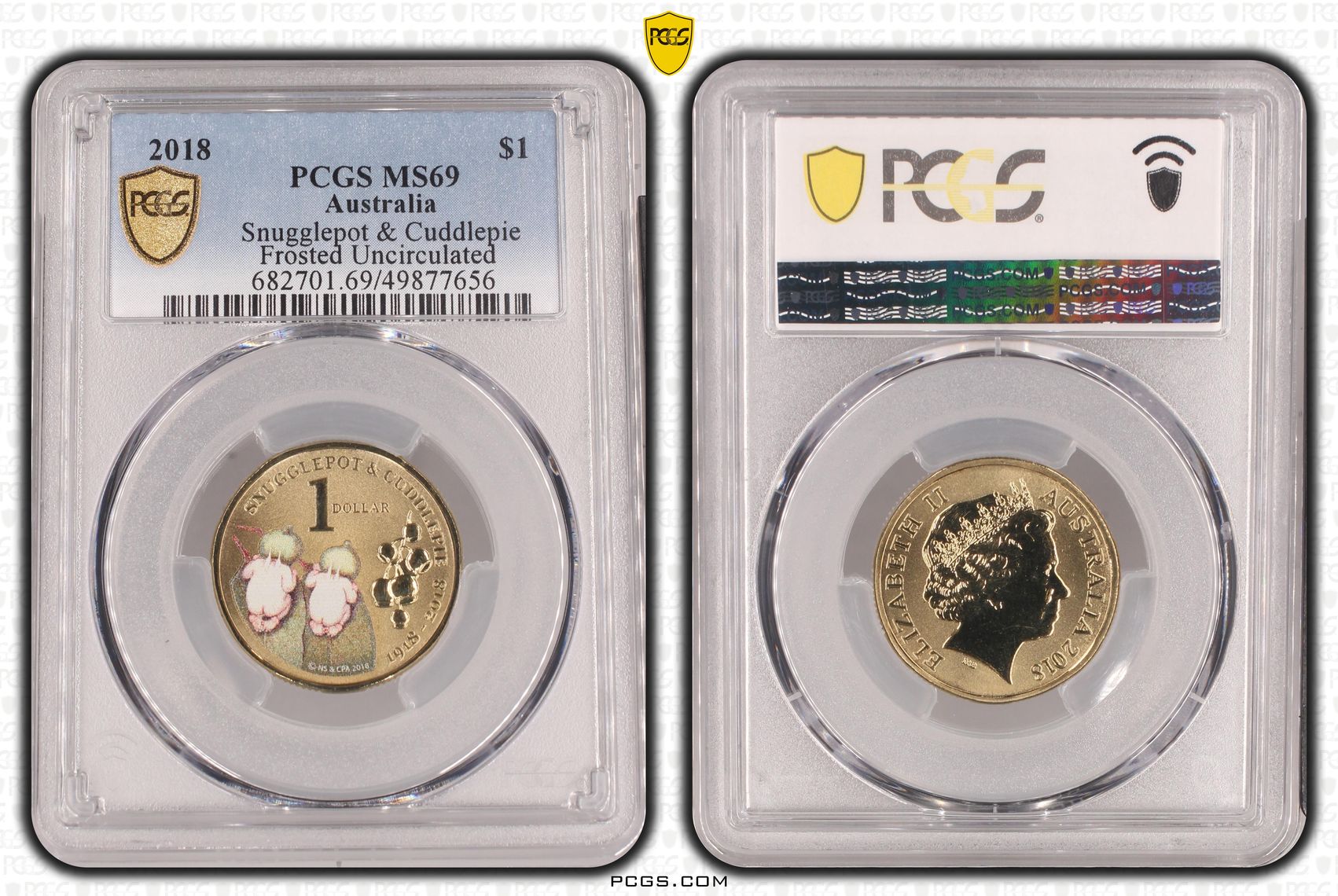 Snugglepot & Cuddlepie - Frosted Uncirculated , One Dollar, 2018, PCGS MS69