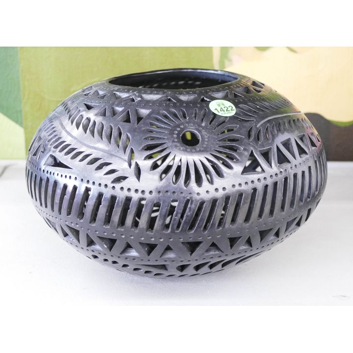 Oaxaca Pierced Blackware Bowl- 6x9''