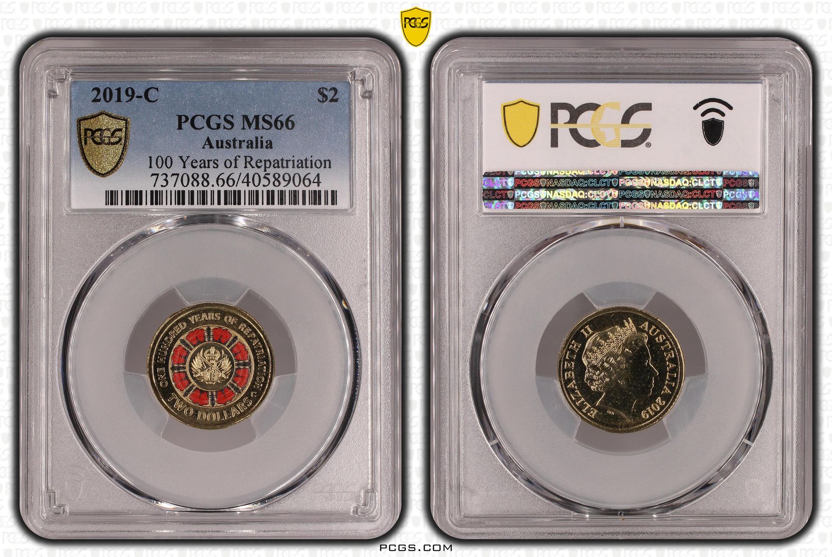 2019-C Australia Two Dollar, $2 100 Years of Repatriation PCGS - MS66 -064