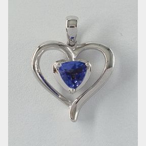 9CTWHITE GOLD HEART PENDANT WITH 0.420CT TANZANITE - 51929/3468