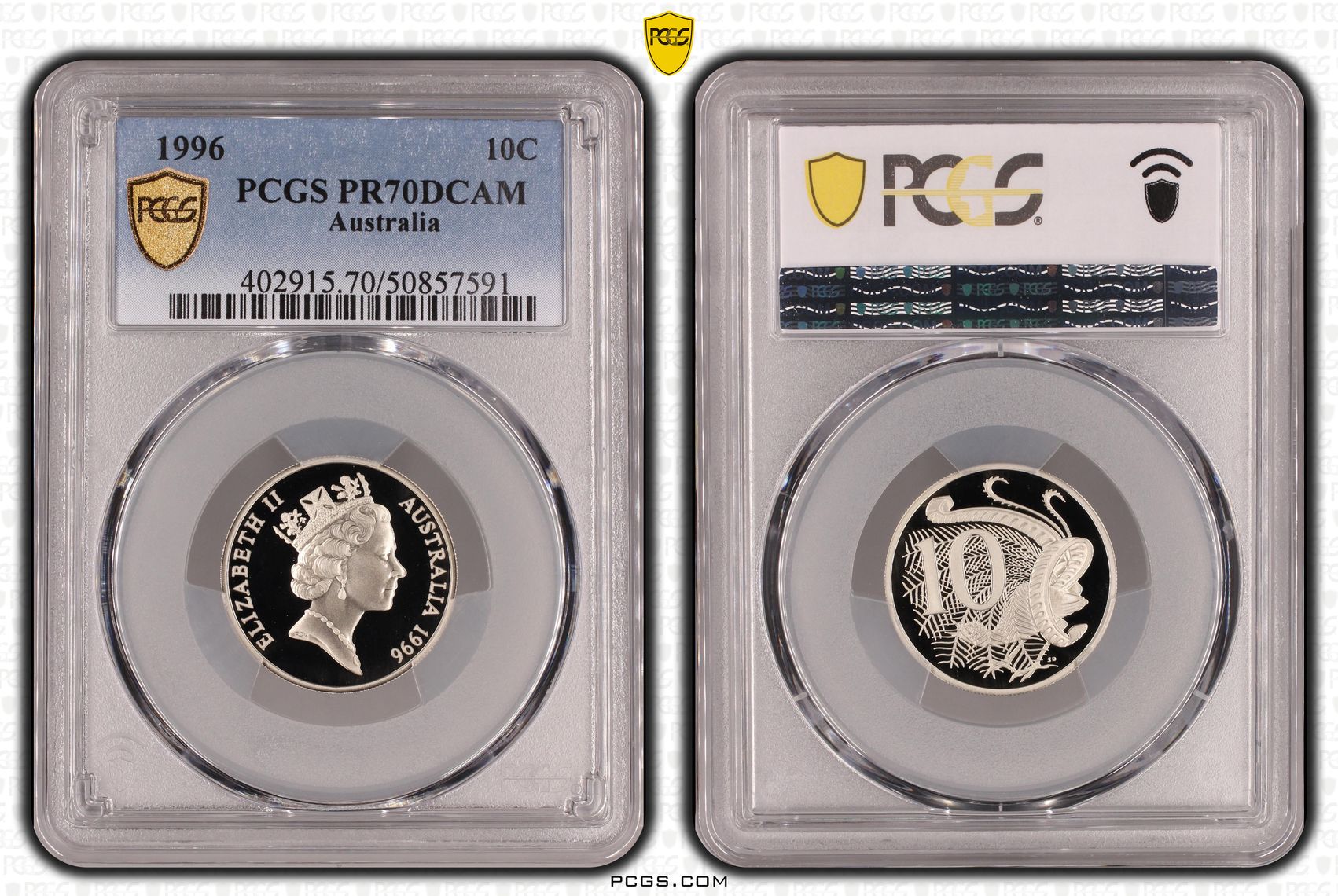 Ten Cent, 1996, Pcgs Pr70dcam