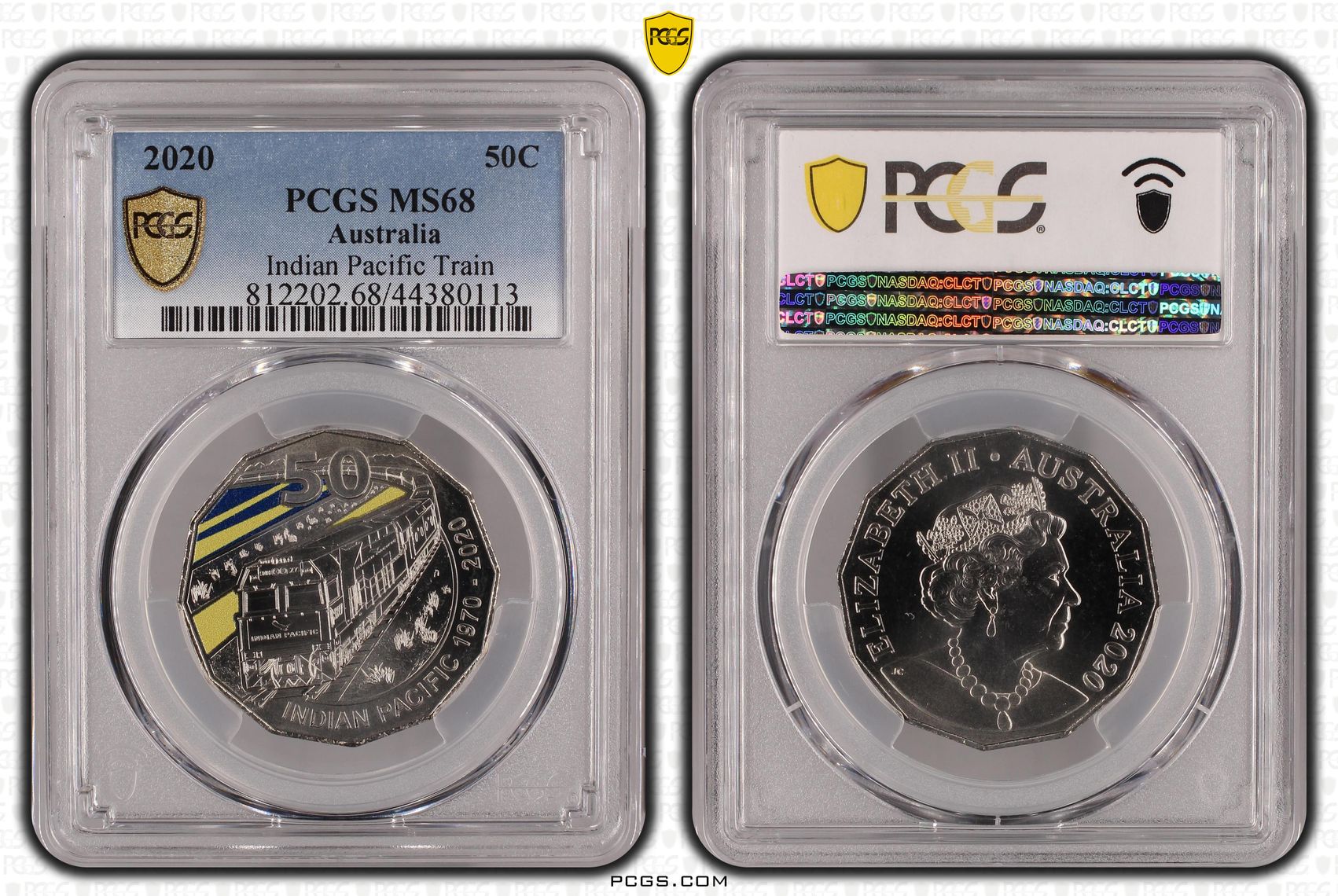 Indian Pacific Train Colorized, Fifty Cent, 2020, PCGS MS68