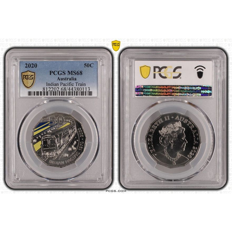 Indian Pacific Train Colorized, Fifty Cent, 2020, PCGS MS68