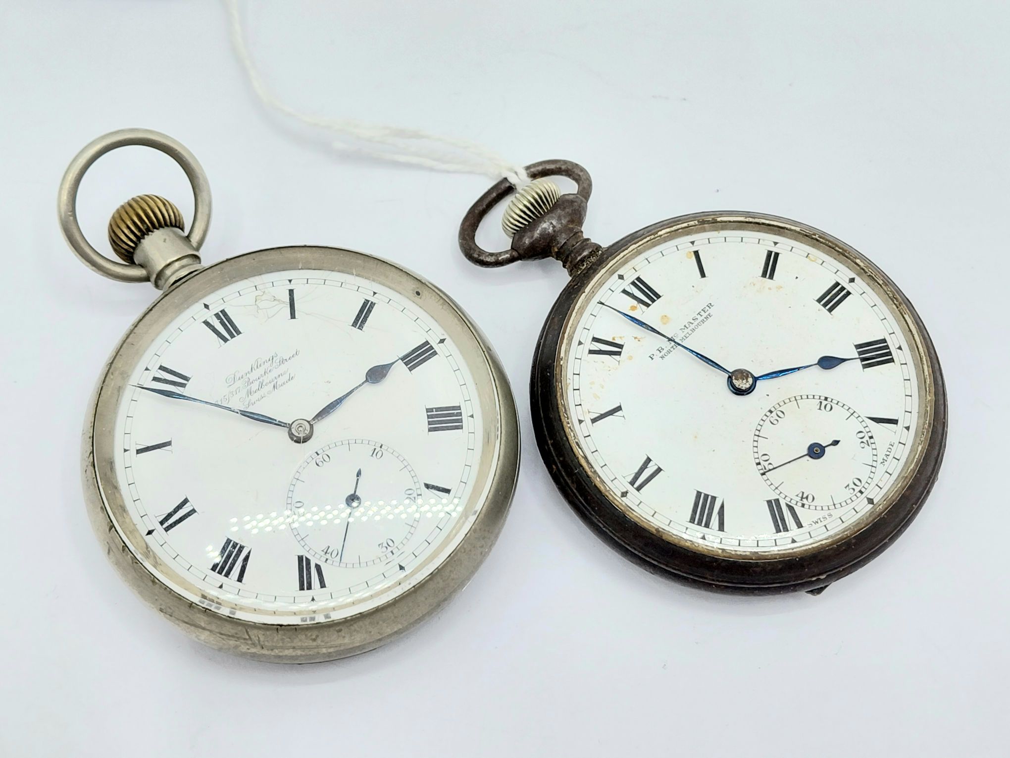 Two Melbourne Stamped Pocket Watches,
