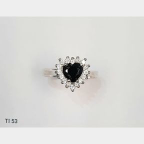 STERLING SILVER RING HEART HALO DESIGN WITH CUBICS - 50692/218