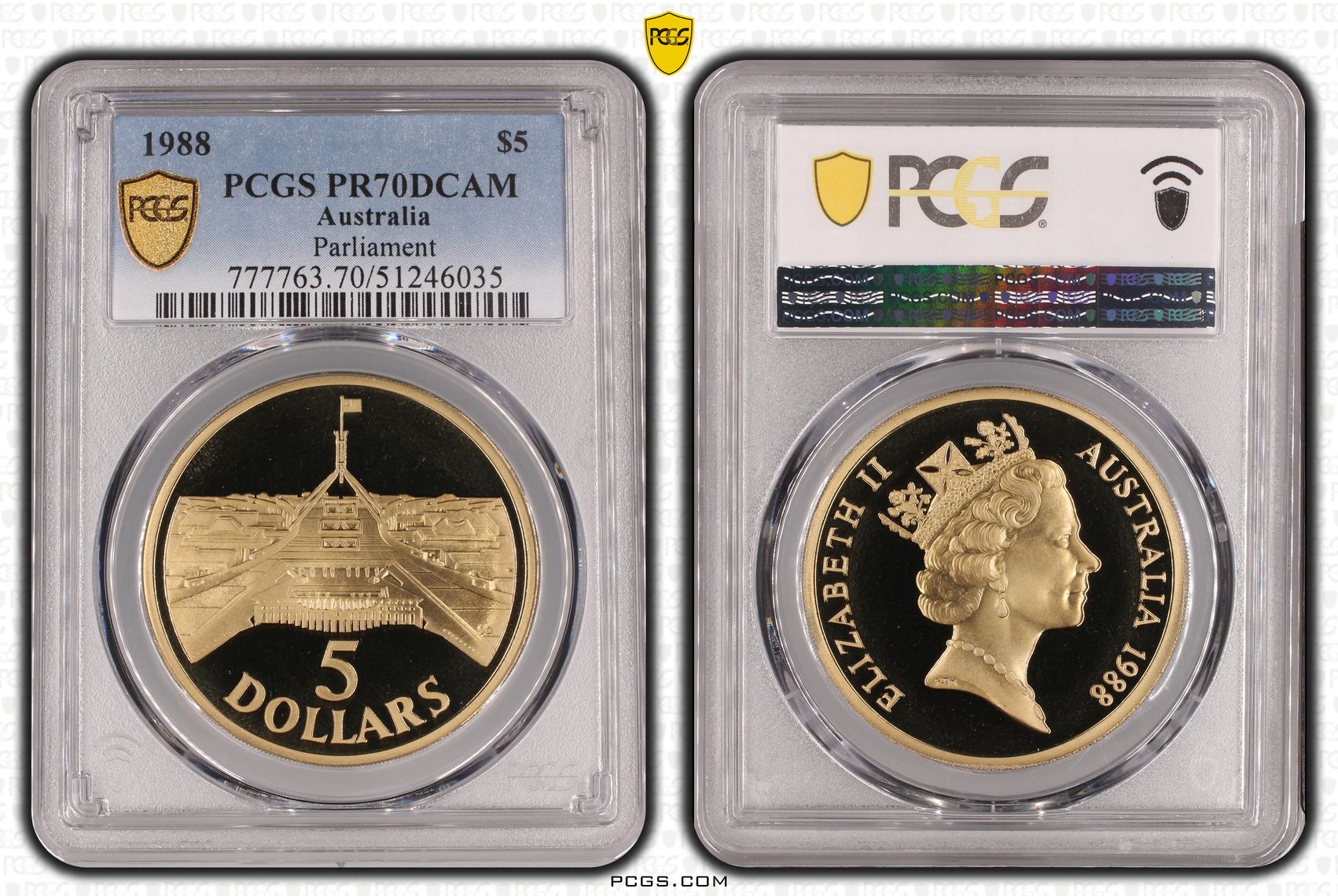 Parliament POP 12/0, Five Dollar, 1988, PCGS PR70DCAM