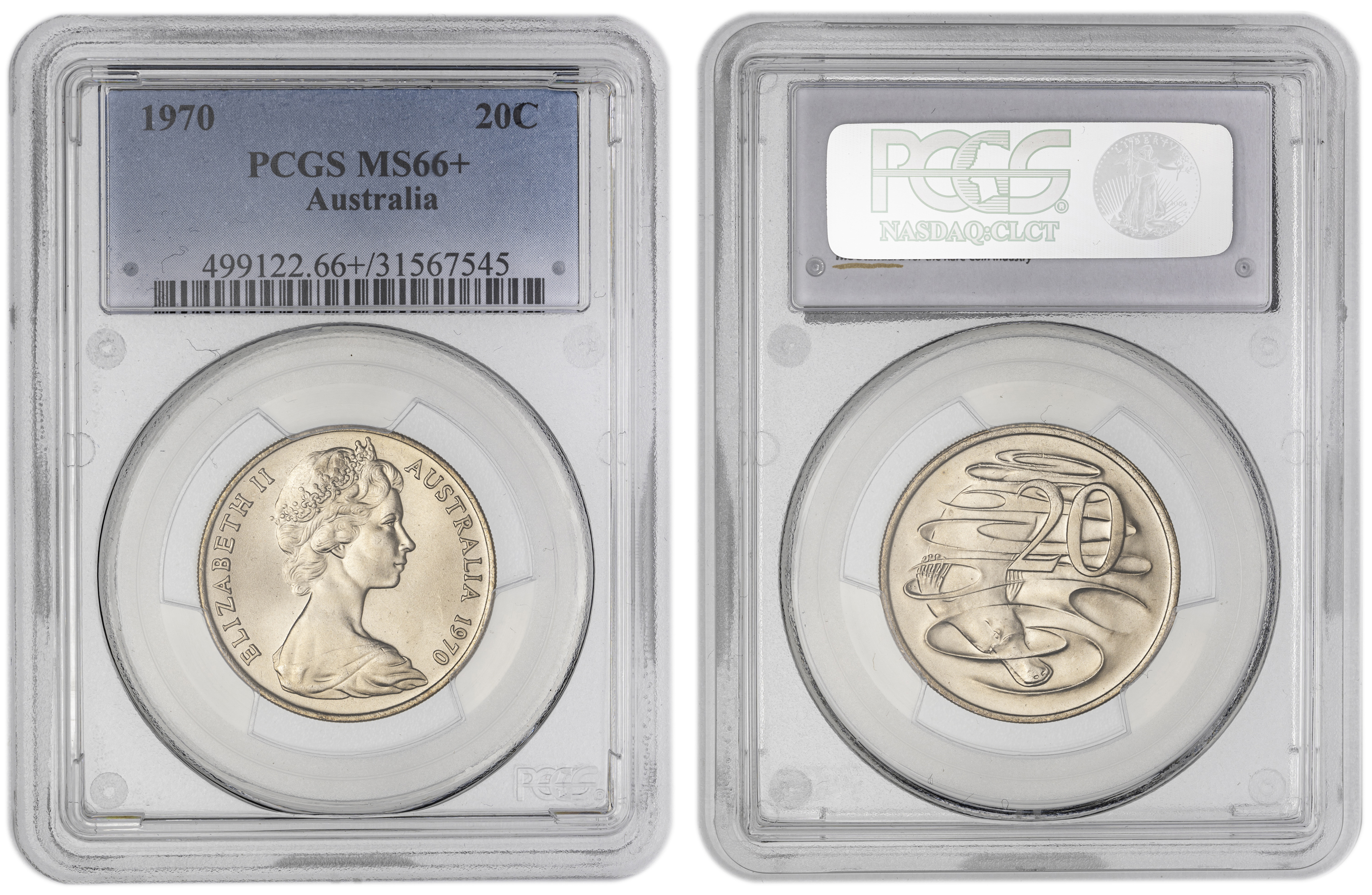 , Twenty Cent, 1970, PCGS MS66+