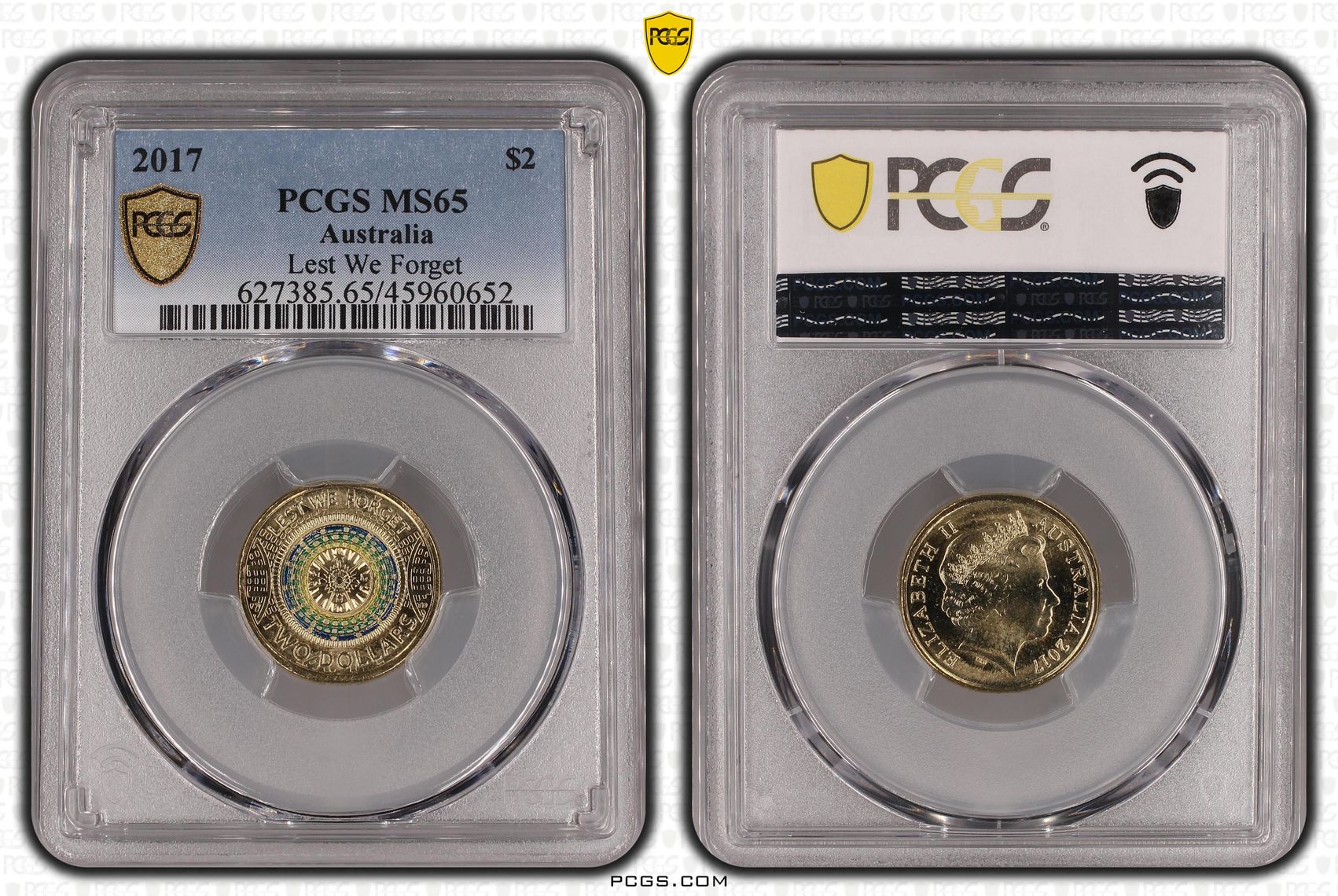 Elizabeth II, Lest We Forget Colorized, Two Dollar, 2017, PCGS MS65