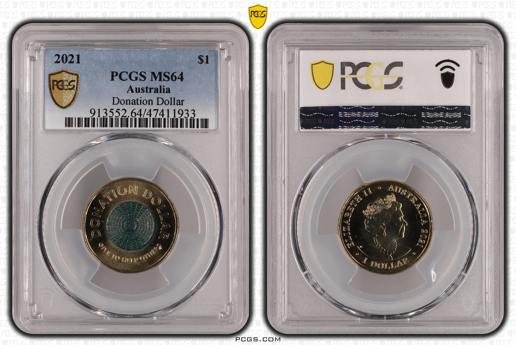286 · Donation Dollar Colourised, One Dollar, 2021, PCGS MS64