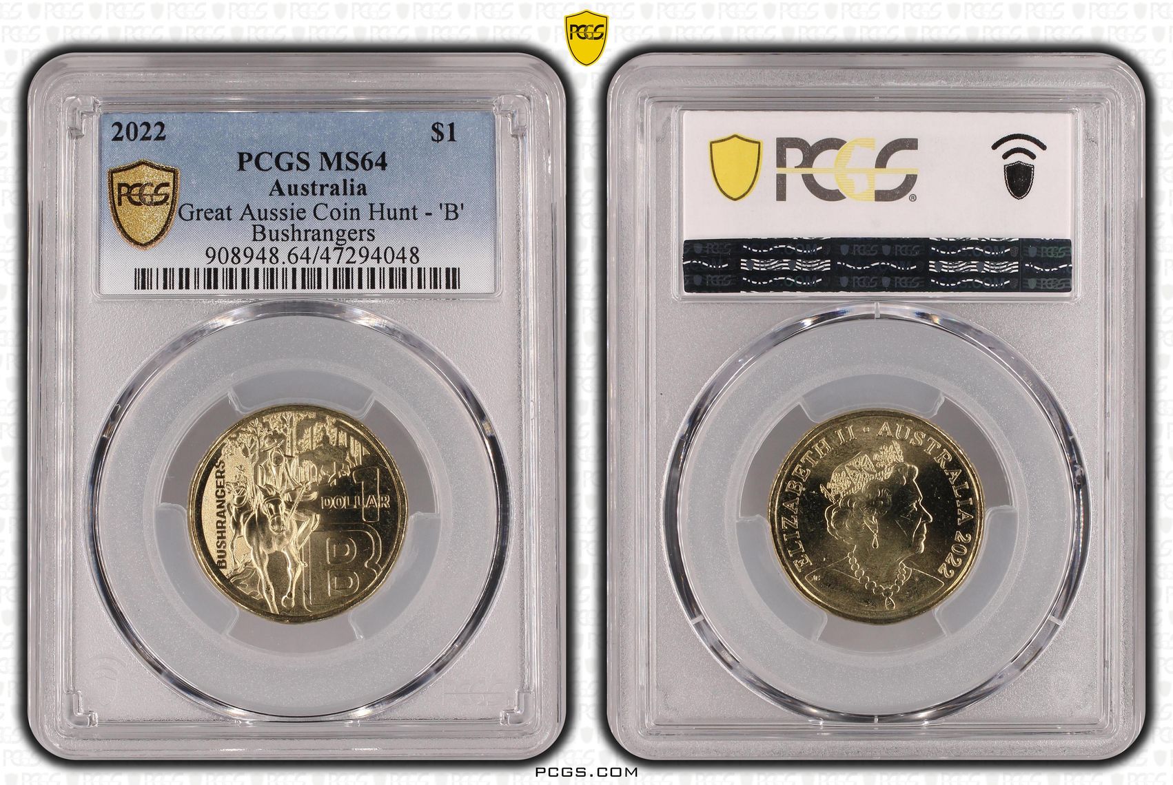 Great Aussie Coin Hunt - 'B', One Dollar, 2022, PCGS MS 64