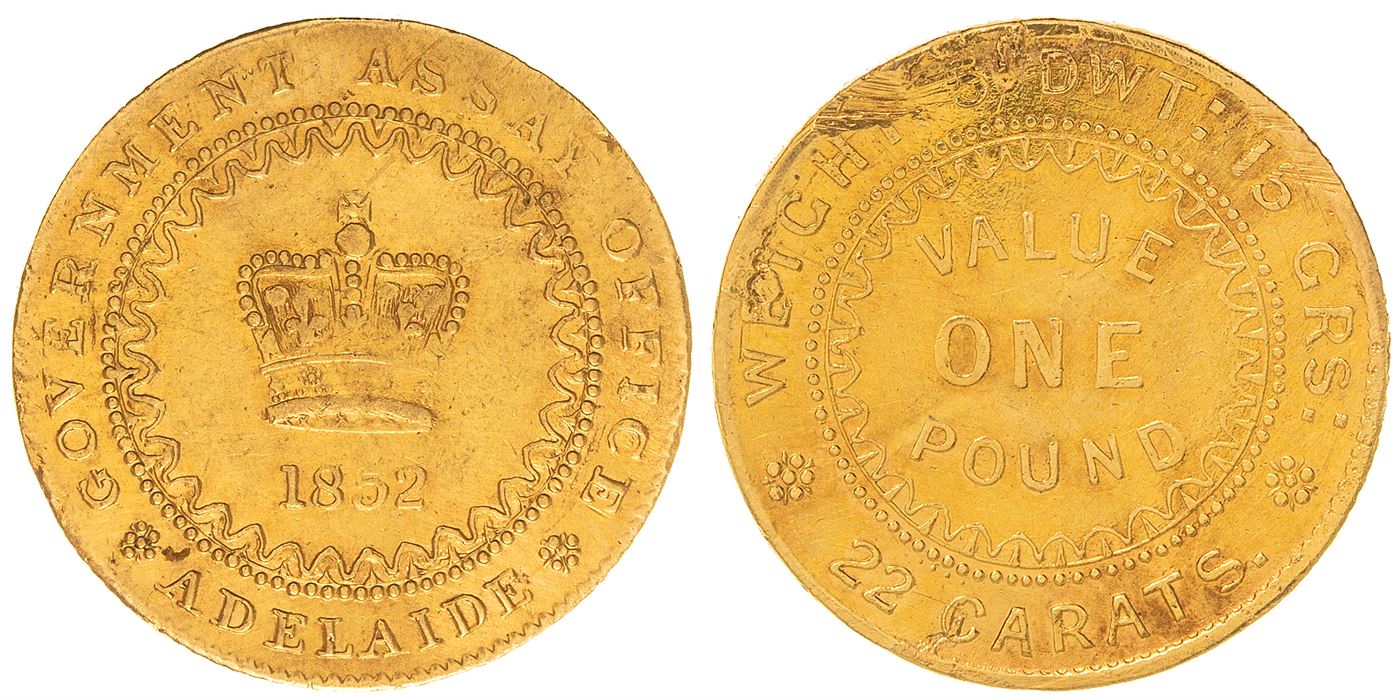 South Australia Assay Office, Adelaide Pound, 1852, VF