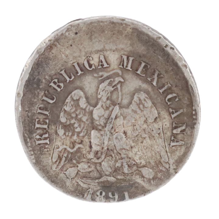 10 centavos, Mexico 1891, Mal Acuñada