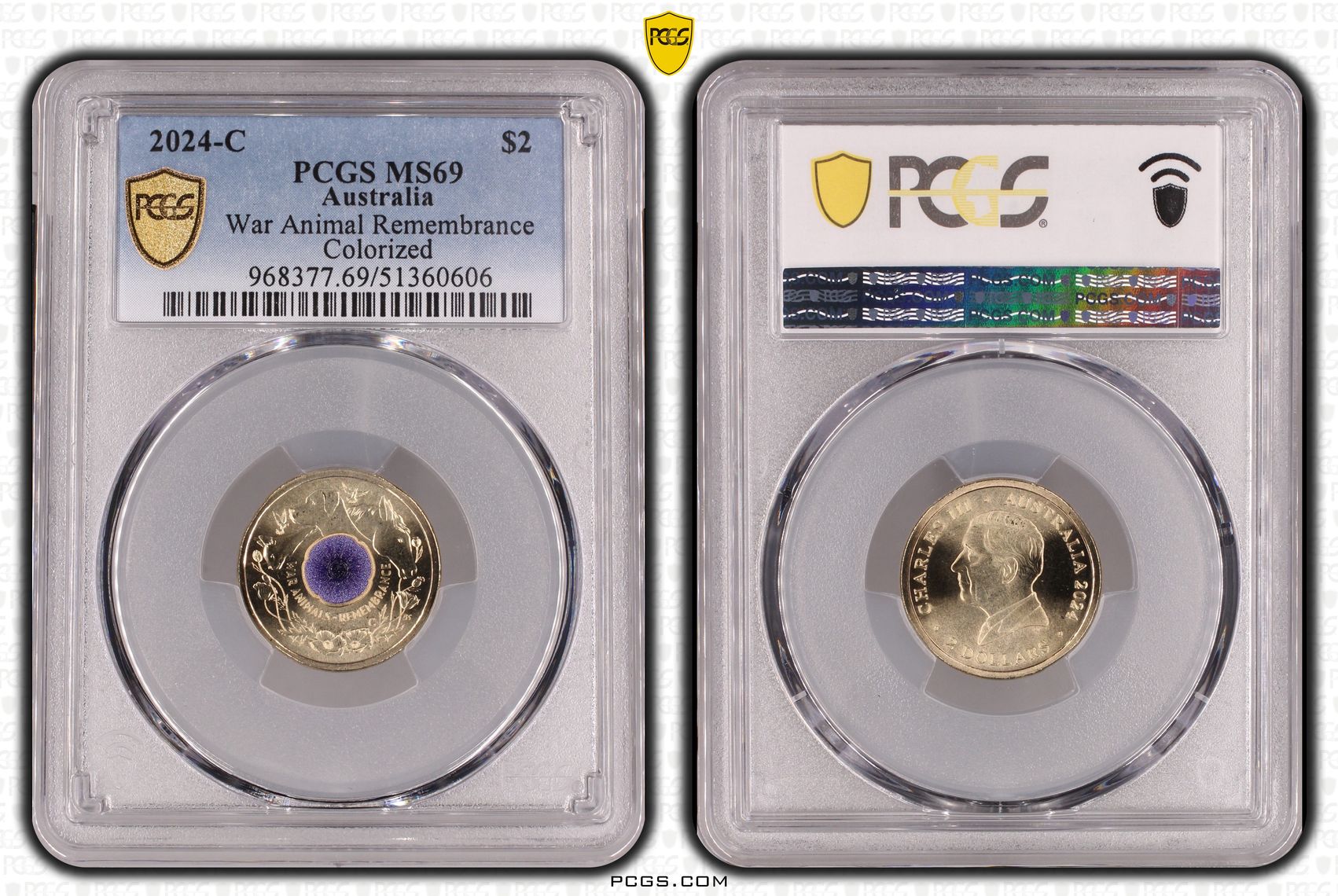 War Animal Remembrance Colorized, Two Dollar, 2024-C, PCGS MS69