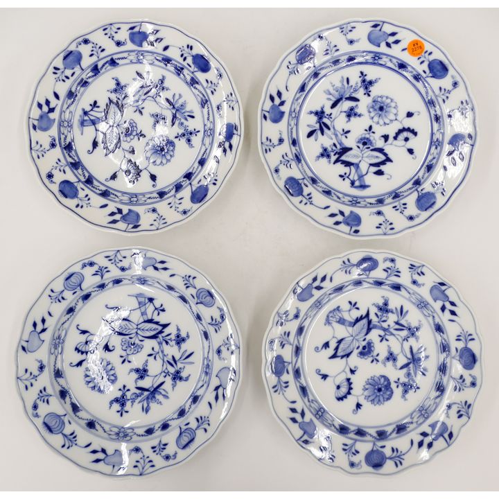 4pc Meissen Blue Onion Plates 10''