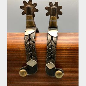 Hand Forged Heart Themed Spurs with Stand