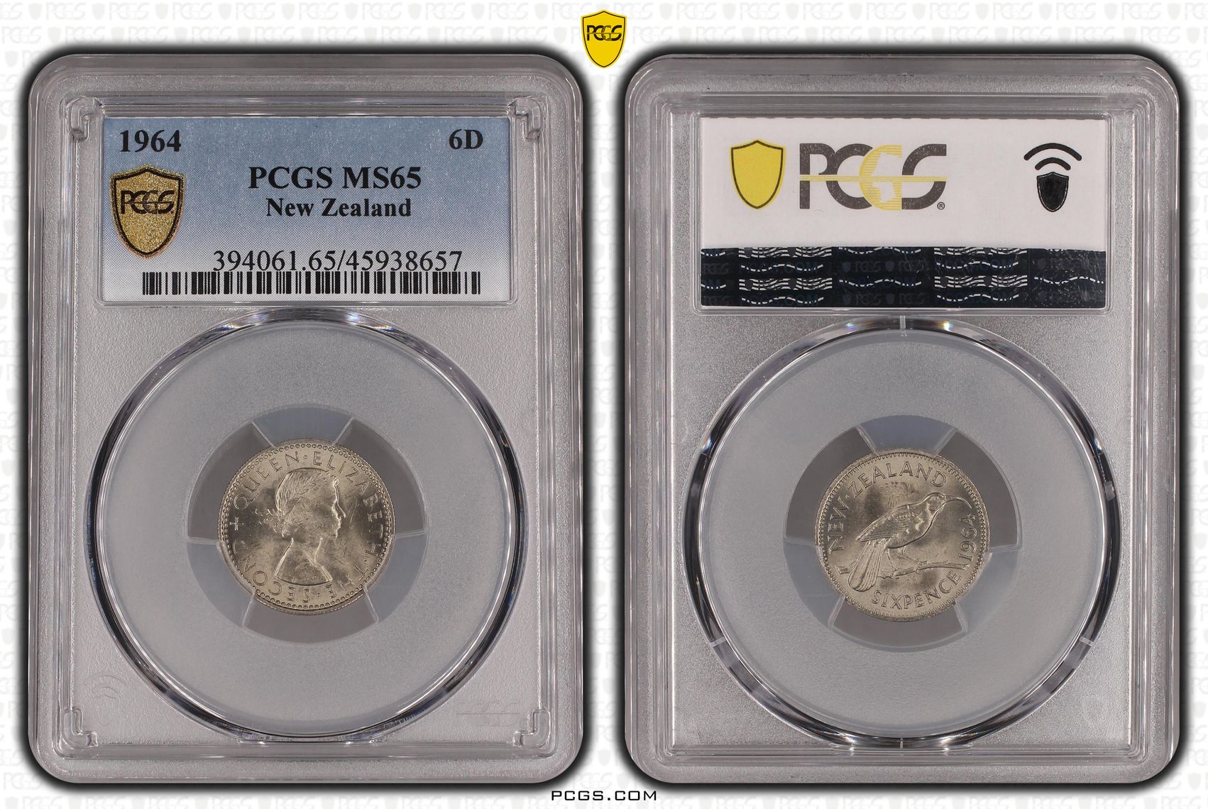 1964 New Zealand Sixpence PCGS - MS65 -657