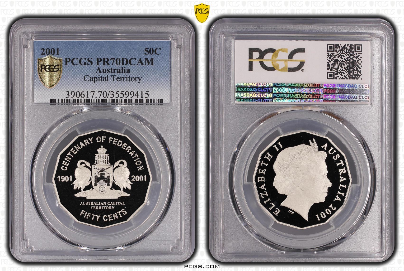 Capital Territory, Fifty Cent, 2001, PCGS PR70DCAM