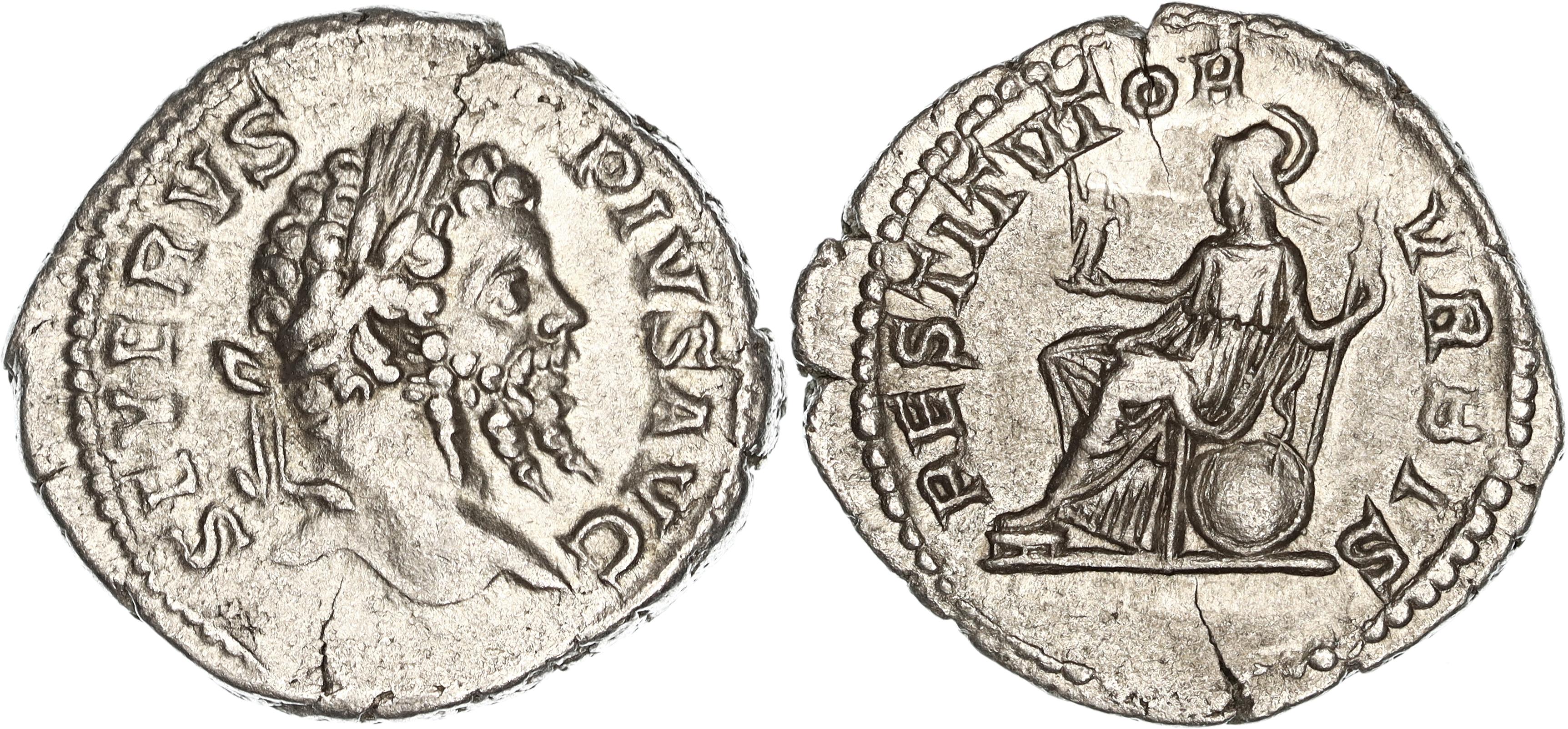 Roman Empire, Septimius Severus, Silver Denarius, 202-210 AD, VF