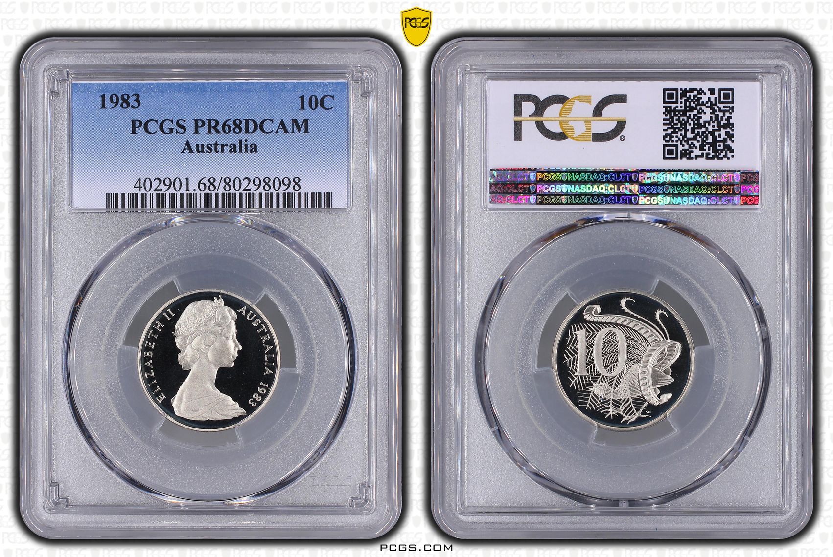 Elizabeth II, Ten Cent, 1983, PCGS PR68DCAM