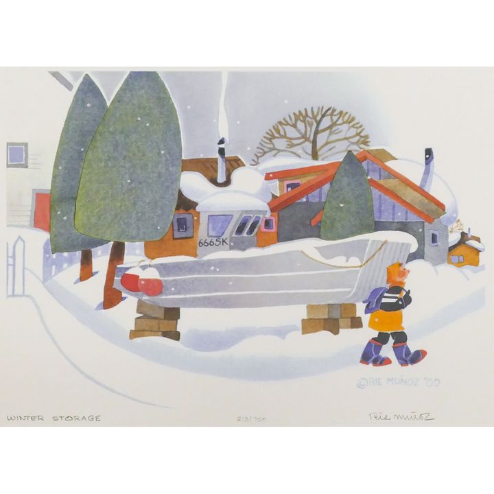 Rie Munoz ''Winter Storage'' 2000 Signed Print 12'' x 15'' Sheet.