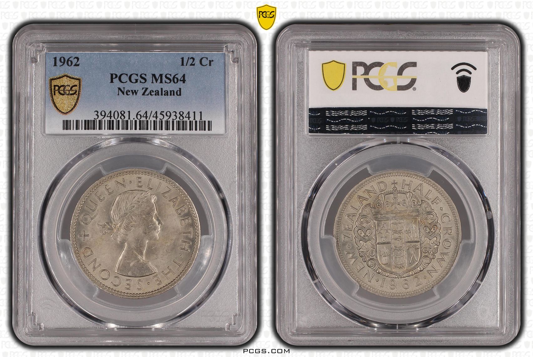 1962 New Zealand 1/2 Crown PCGS - MS64 -411