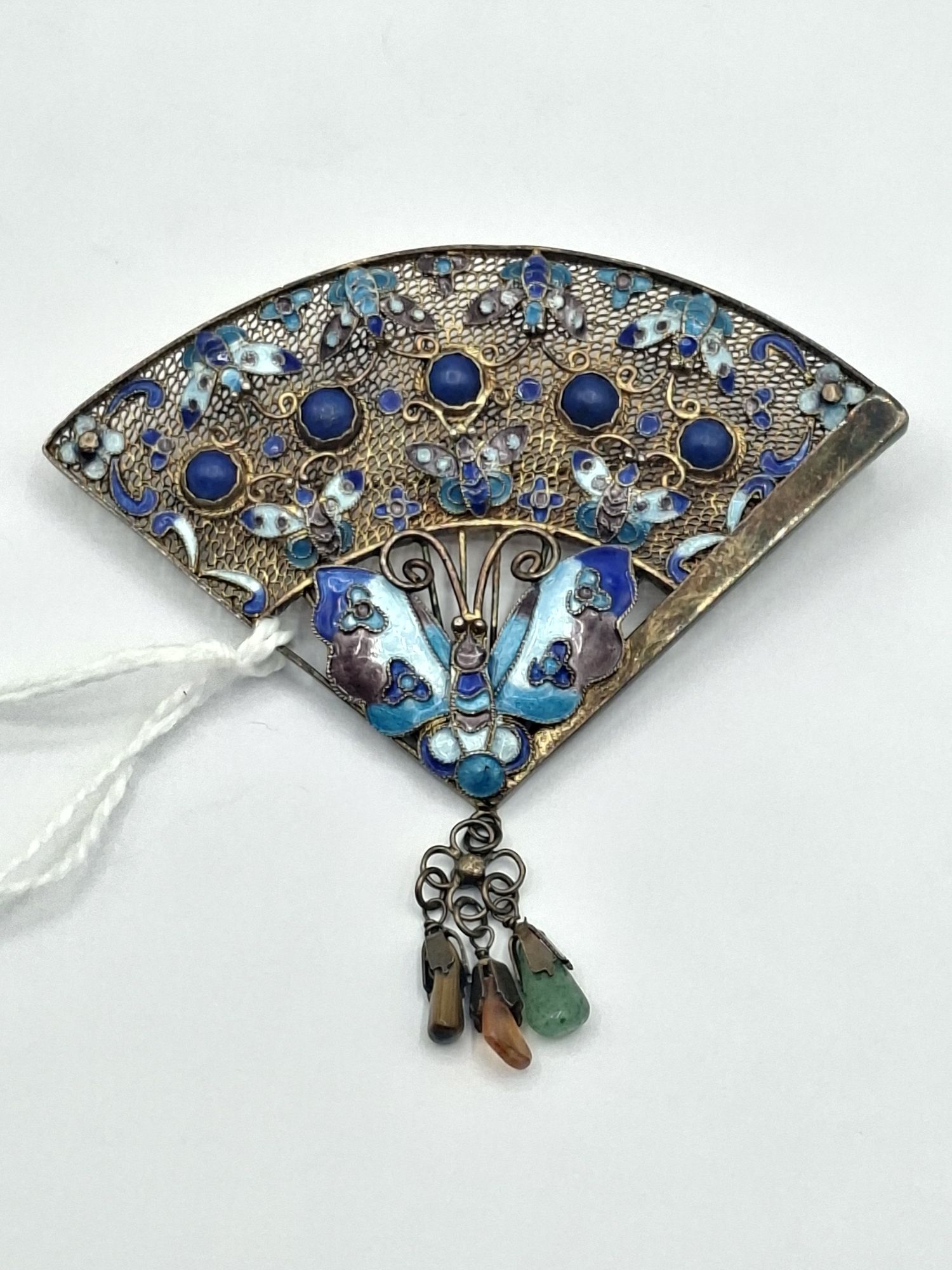 303 · SILVER ENAMELLED FAN BROOCH