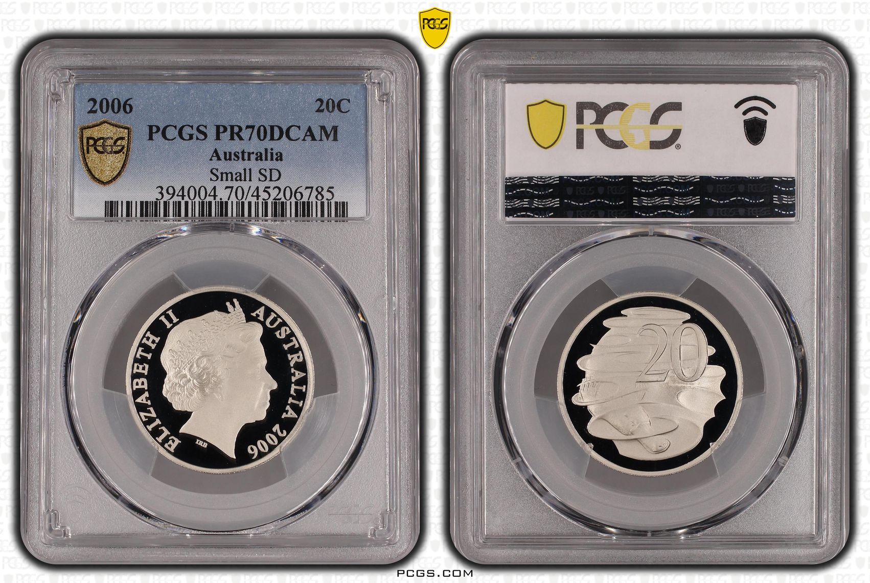 Elizabeth II, Small SD, Twenty Cents, 2006, PCGS PR 70DCAM